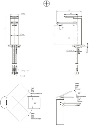 Смеситель для раковины Bravat Eddie F1369402BW-ENG