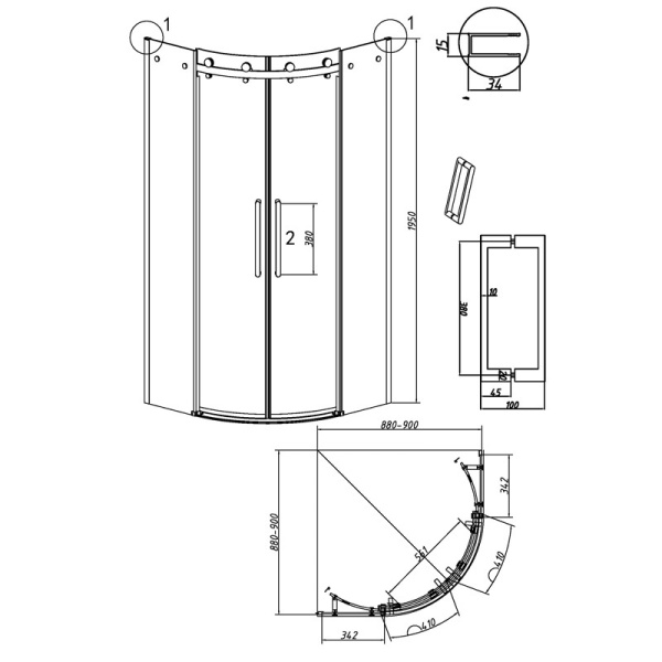 Душевой уголок (90х90) Grossman Classic 301.K33.04.9090.21.10