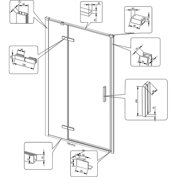 Душевая дверь Veconi Vianno VN-73, (80x195) VN73-80-01-C4