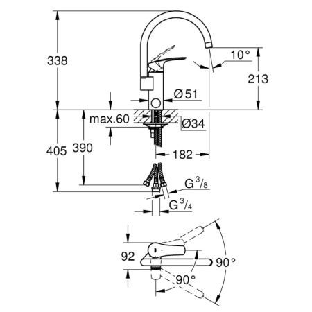 Смеситель однорычажный для кухни Grohe Eurosmart 31786 001 (31786001) хром