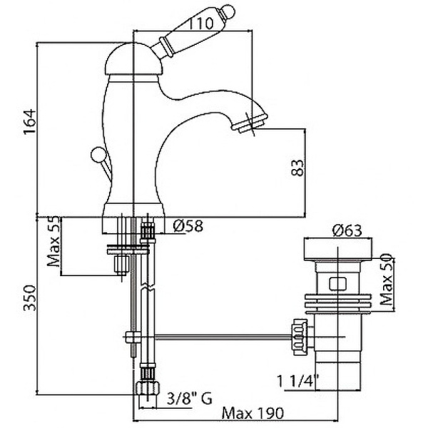 Смеситель для раковины Cezares VINTAGE VINTAGE-LSM1-02-Sw