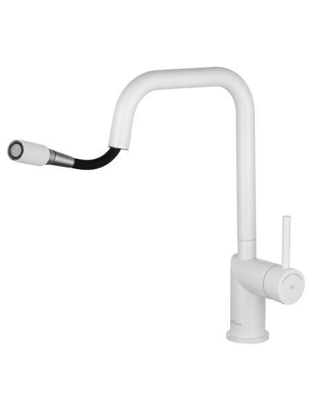 Смеситель для кухни с выдвижным изливом WONZON & WOGHAND, белый матовый WW-6018-MW