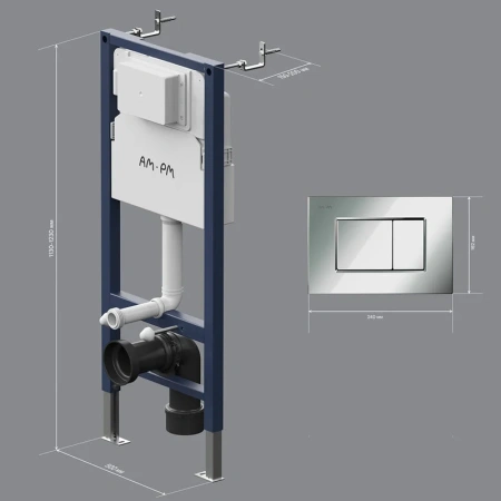 Инсталляция для подвесного унитаза Am.Pm PrimeFit I012709.0251 с кнопкой смыва, хром глянец