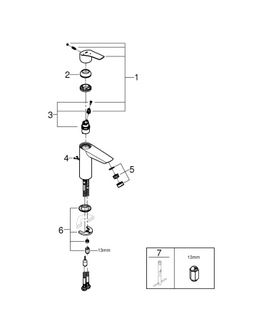 Смеситель для раковины с цепочкой  Grohe Eurosmart CoolStart 23394 30E (2339430E) хром 