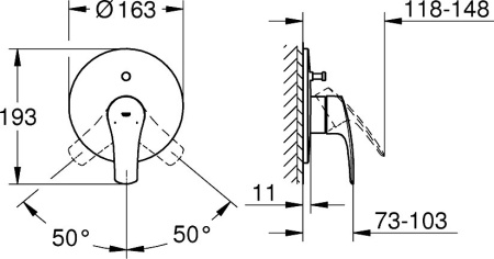 Смеситель для ванны Grohe Eurosmart 19450 003 (19450003) хром