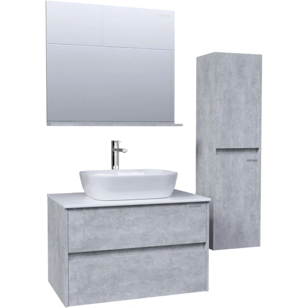 Зеркало (82х74) Grossman Эдванс 208007 с полкой цемент светлый