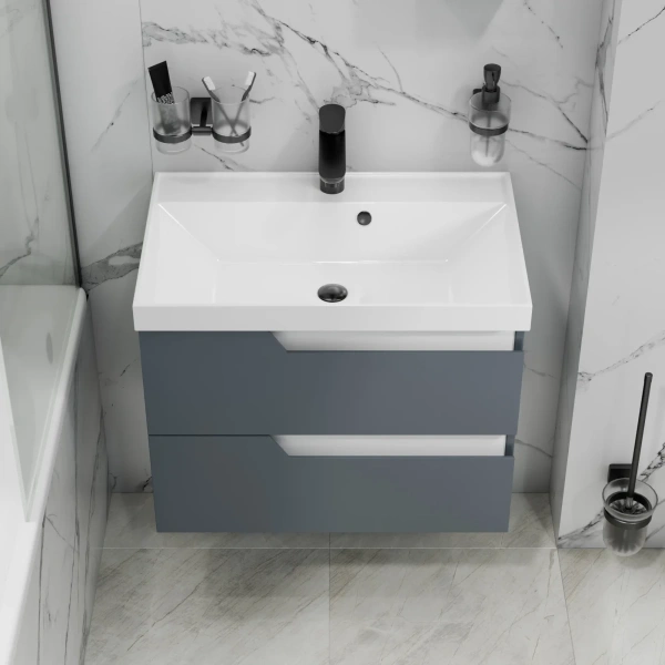 Тумба под раковину Санта Антарес 700521 без раковины, графит матовый