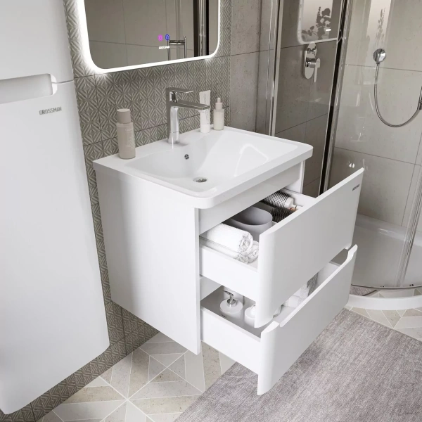 Тумба подвесная Grossman АДЕЛЬ-НОРМА-60 106038 см с 2-я ящ, белая