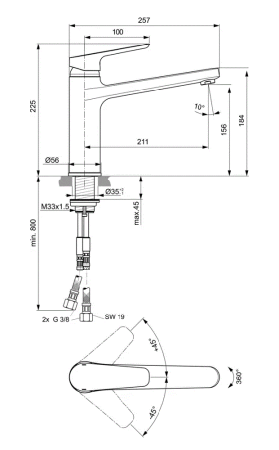 Смеситель для кухни Ideal Standard Ceraplan III B0954AA