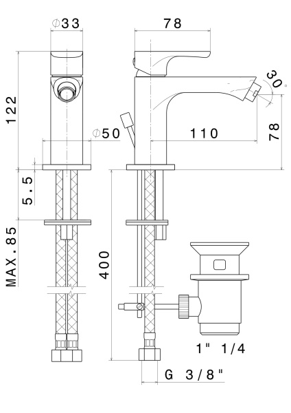 Смеситель для биде Kerama Marazzi Ole 69425KM.21.018 Смеситель для биде Kerama Marazzi Ole 69425KM.21.018