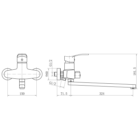 Смеситель для ванны и душа PLStart (PD22001)