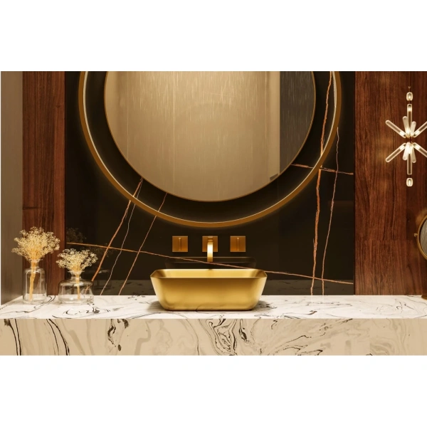 Раковина накладная ABBER Rechteck AC2200MMG золотой матовый