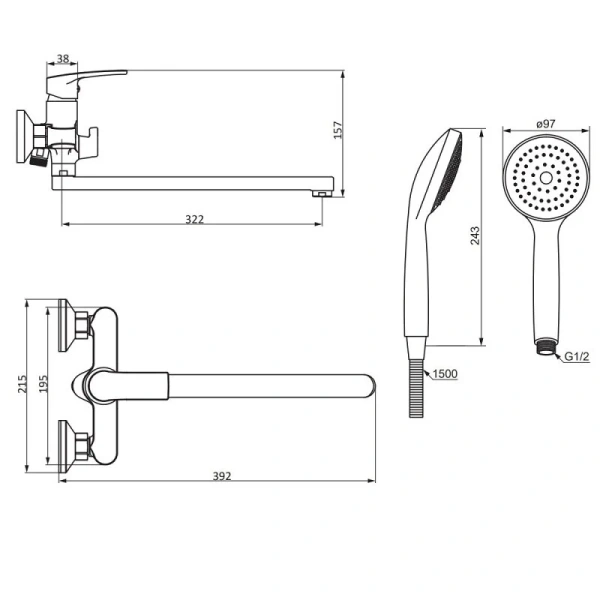 Смеситель для ванны Damixa Eclipse 2.0 489500000
