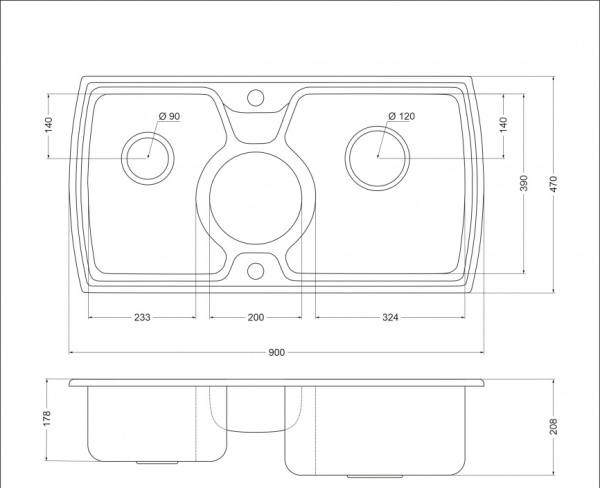 Кухонная мойка Oulin (90х47) OL-321