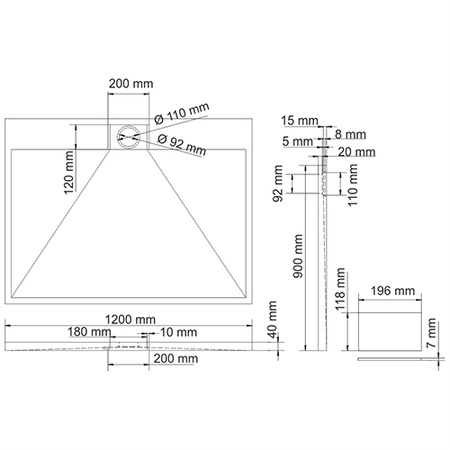 Душевой поддон (120х90) WasserKRAFT Amper 15T07
