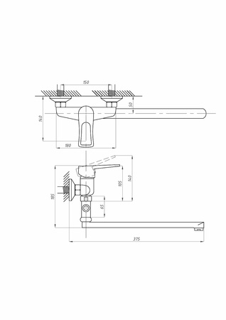 Смеситель для ванны ПСМ-Профсан  ПЛЮС PSM-523-017