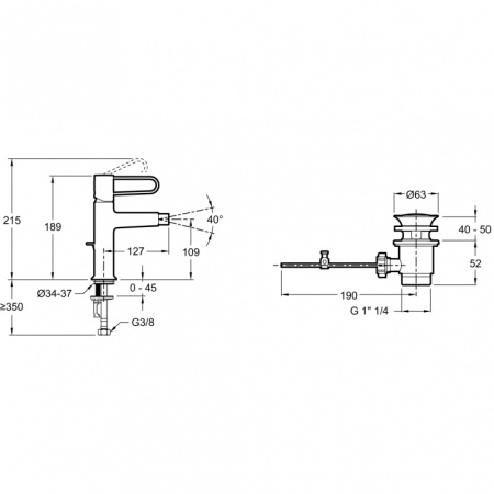 Смеситель для биде Jacob Delafon Odeon Rive Gauche E21033-CP-CP