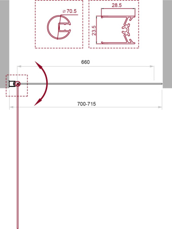Душевая шторка на ванну (70х150) BelBagno UNO-V-1-70/150-C-Cr