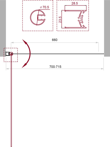 Душевая шторка на ванну (70х150) BelBagno UNO-V-1-70/150-C-Cr