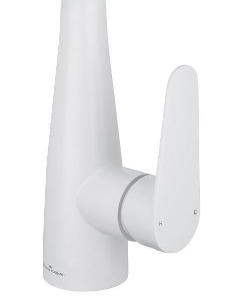 Смеситель для кухни с выдвижным изливом WONZON & WOGHAND, белый матовый WW-121E201B-MW