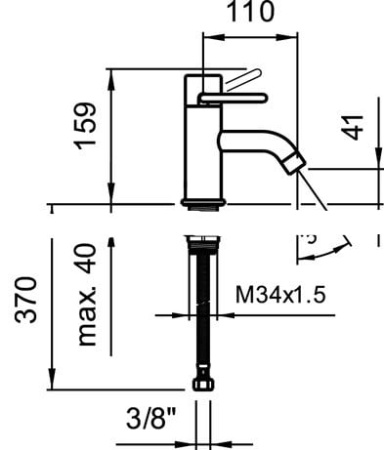 Смеситель для раковины с донным клапаном Laufen Twinprime 3.1132.1.004.110.1