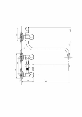 Смеситель для ванны ПСМ-Профсан  СТАНДАРТ-А PSM-165-50