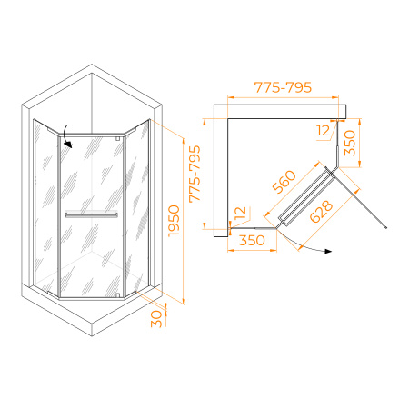 Душевой уголок (80х80) RGW Passage PA-82 41088288-11 прозрачное