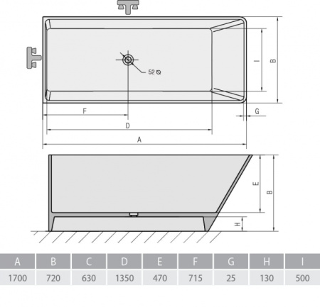 Ванна из литого мрамора ALPEN Herhis 170 10613