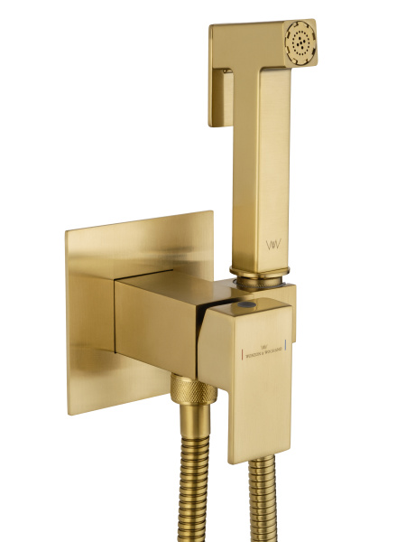 Смеситель с гигиеническим душем встраиваемый WONZON & WOGHAND, брашированное золото WW-88829903-BG