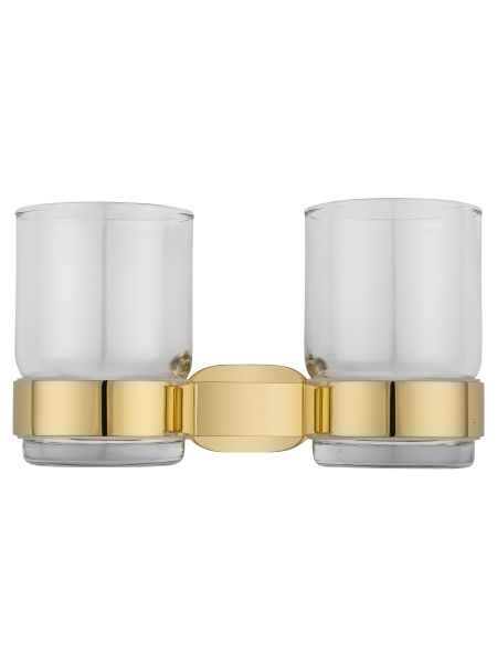 Два стакана для зубных щеток с держателем WONZON & WOGHAND FIRST, глянцевое золото WW-8428-LG