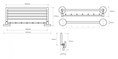 Полочка для полотенец с крючками Bemeta Omega 104205162