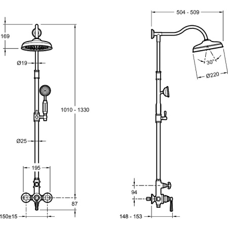 Душевая система Jacob Delafon Cleo 1889 E24311-CP