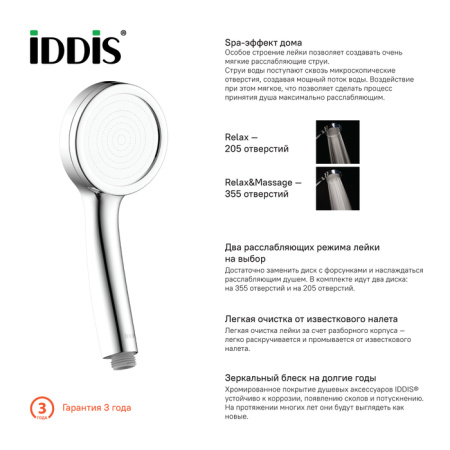Лейка для душа IDDIS SpaHome (SPA1F00i18)