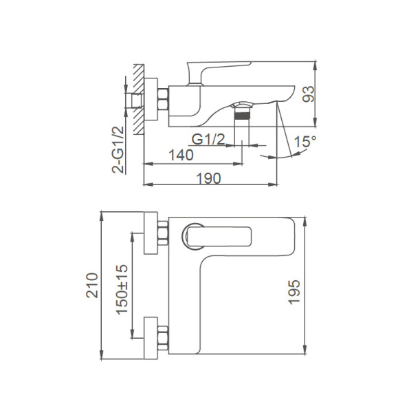 Смеситель для ванны WONZON & WOGHAND SHARK, хром WW-483101-CR
