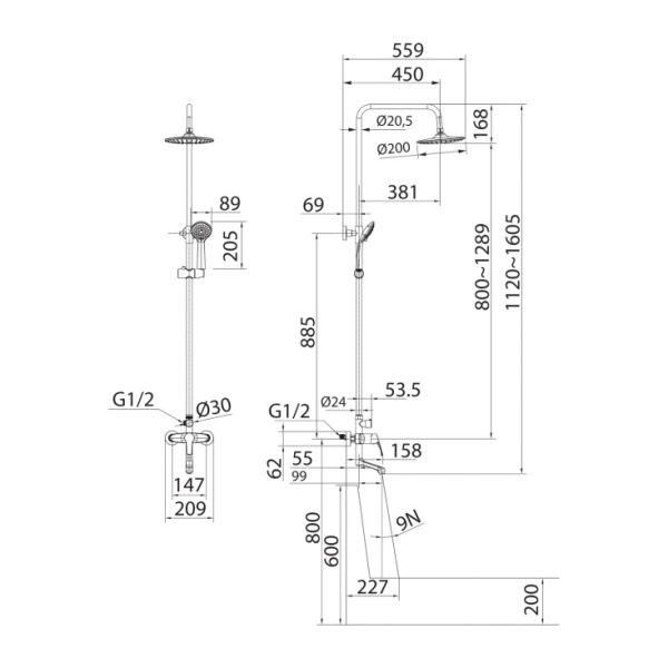 Душевая система Milardo Sterm (STESB3FM06)