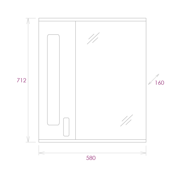 Зеркало-шкаф c подсветкой Onika Кристалл 58 (58x71,2) 205817