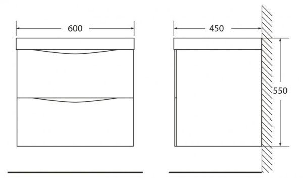 База под раковину подвесная BelBagno MARINO-600-2C-SO-BL-P Bianco Lucido