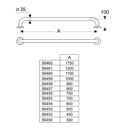 Поручень опорный прямой 80 см Ideal Standard CONTOUR S6457LJ