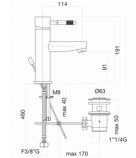Смеситель для раковины Webert Rimini RI830102560, черный Смеситель для раковины Webert Rimini RI830102560, черный