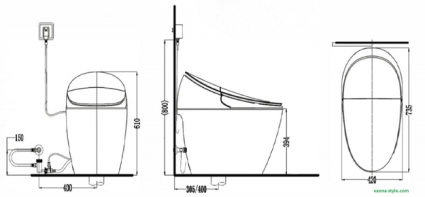 Электронный унитаз-биде Orans IT-808JD
