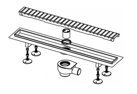 Душевой лоток Tece Linus 70 15100079 с решеткой straight Хром