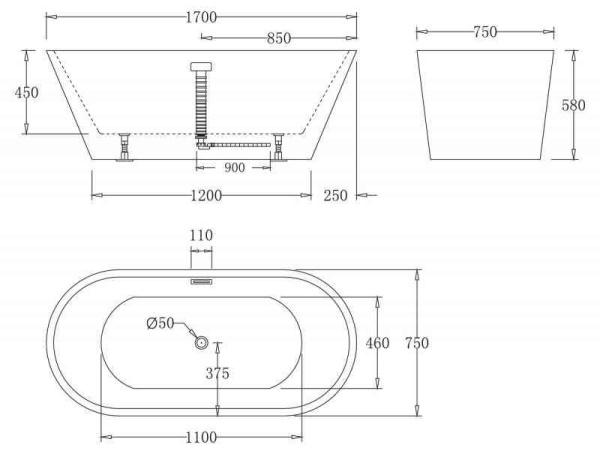 Акриловая ванна (170x75) BelBagno BB61-1700 Акриловая ванна (170x75) BelBagno BB61-1700