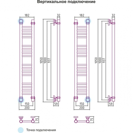 Полотенцесушитель водяной 1000х150 Сунержа Богема 00-0102-1015