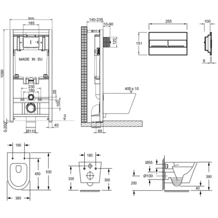 Унитаз c инсталляцией Jacob Delafon Rodin+ E21751RU-00