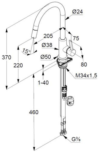 Смеситель для кухни с выдвижным изливом Kludi Bingo Star XS 468519378