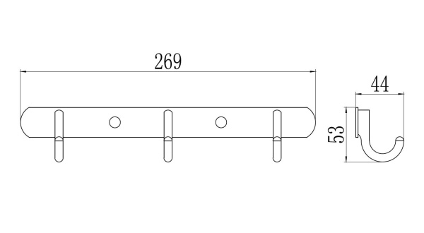 Планка с крючками 3 крючка Savol S-05203B