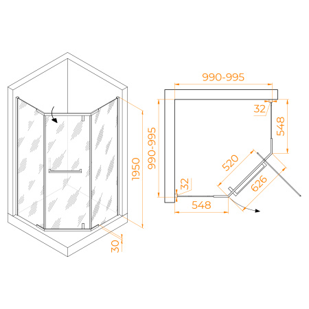 Душевой уголок (100х100) RGW HO-081-B 350608100-14 прозрачное