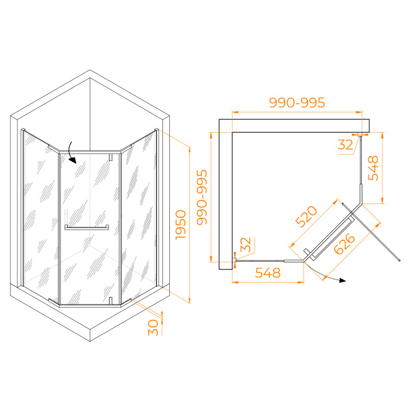 Душевой уголок (100х100) RGW Hotel HO-081 350608100-21 матовое