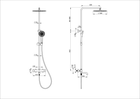 Душевая система с термостатом WONZON & WOGHAND STICK, хром WW-88739903-CR