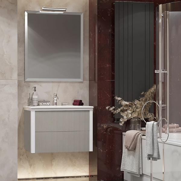 Тумба под раковину Opadiris Рубинно 80 00-00007340  серый глянцевый (без раковины)